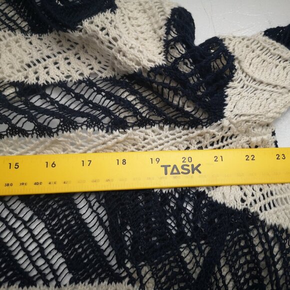 LRL Lauren Jeans Co. Ralph Lauren Ladies Size Small Navy & Beige Open Cardigan - Picture 7 of 9